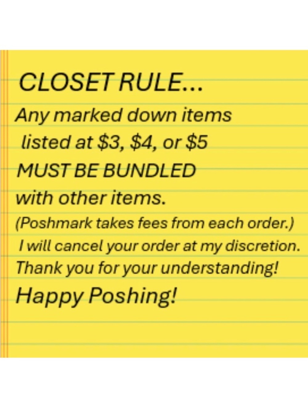 $3, $4 or $5 items MUST Be Bundled with MINIMUM of 2 Items per order